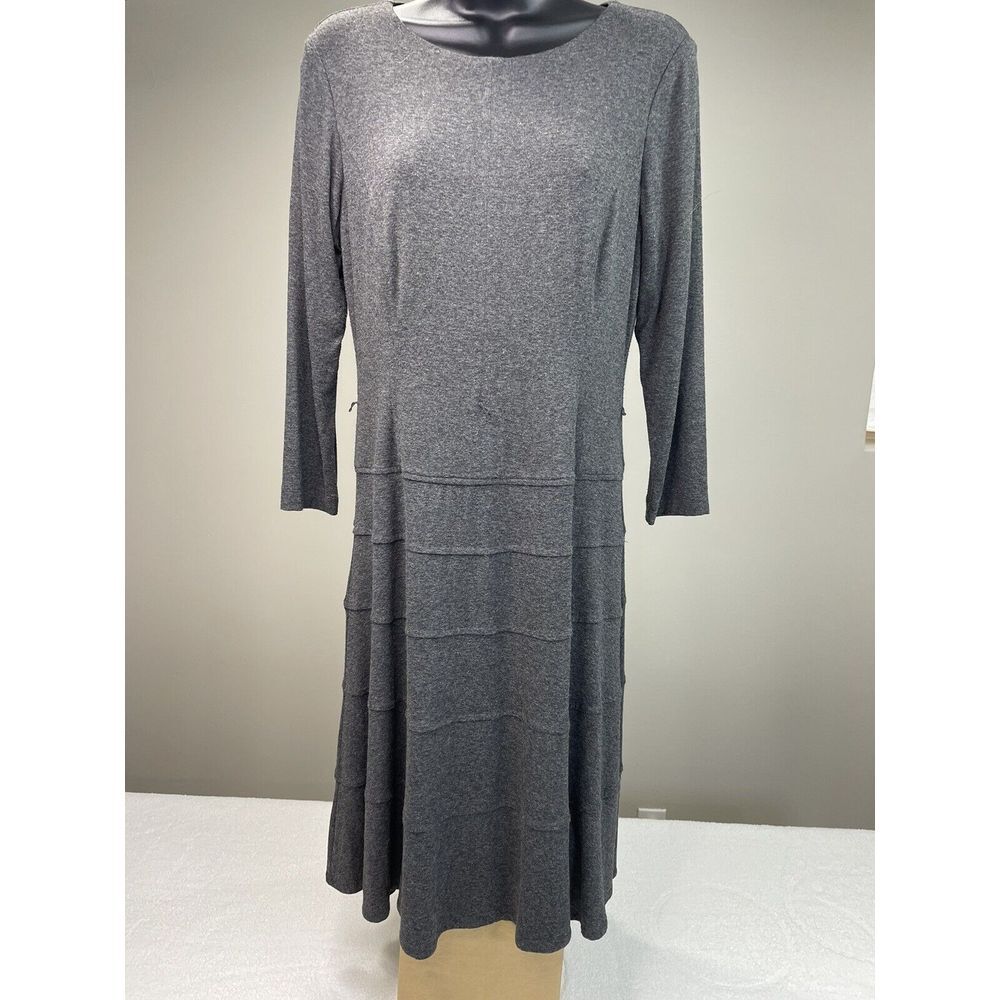 Tommy Hilfiger Women‎ Charcoal Gray L/S Scoop Neck Bodycon A-Line Midi size 6.